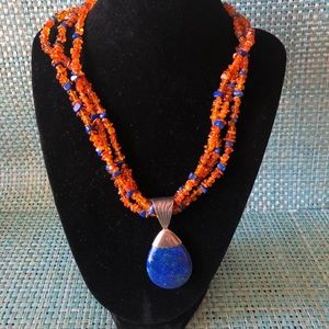 Lapis/Amber Necklace